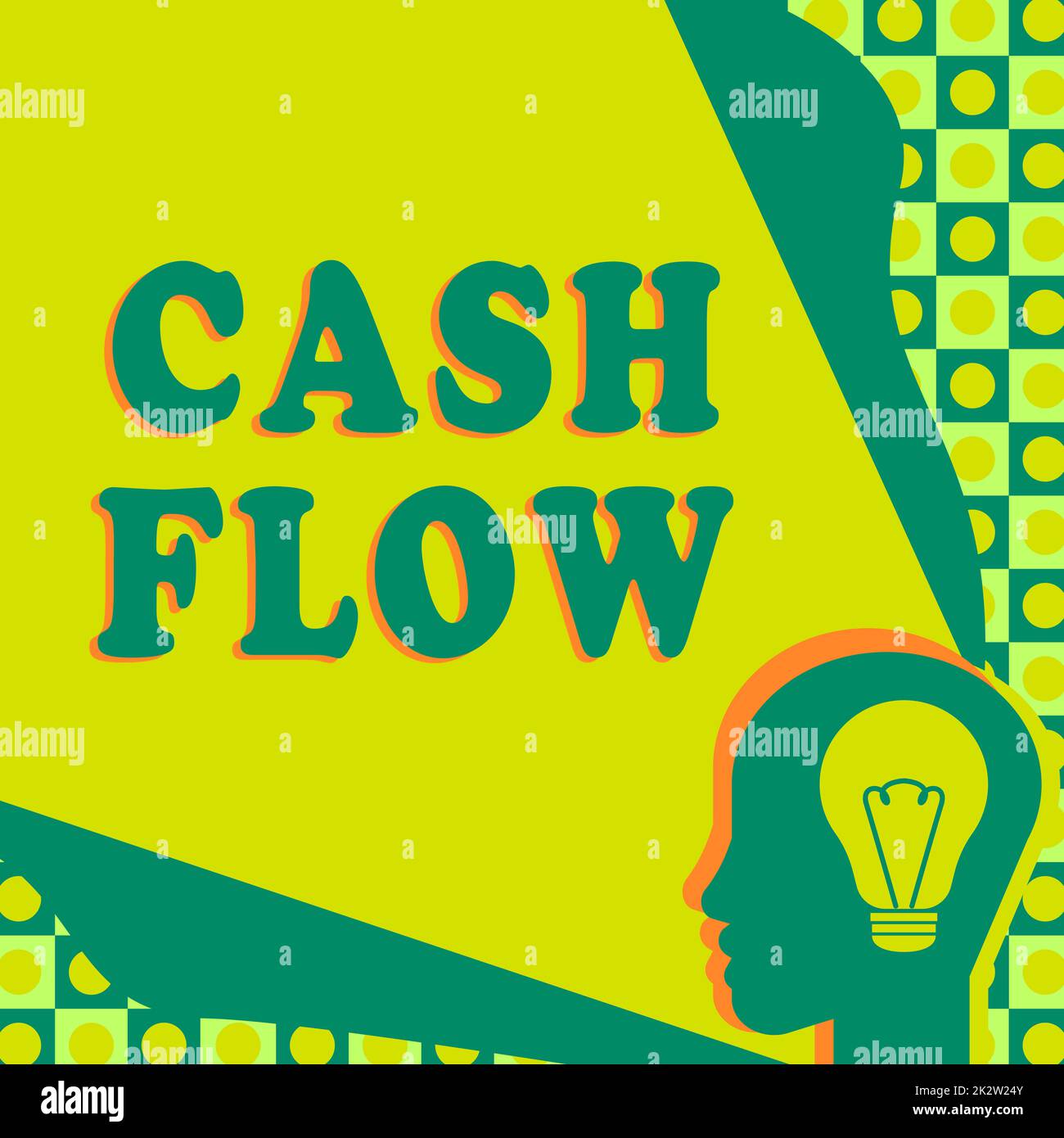 Text, der den inspirierenden Cashflow zeigt. Ein Wort über die Bewegung des Geldes in und aus, die sich auf die Liquidität auswirkt Kopf mit beleuchteter Glühbirne mit Showing Technology Ideas. Stockfoto