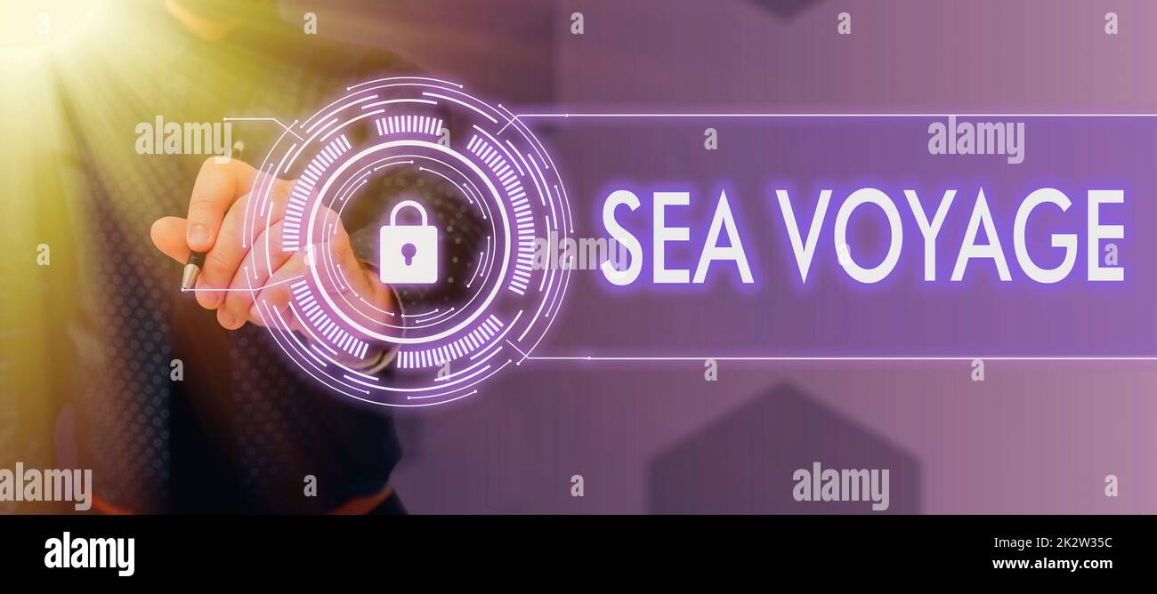 Konzeptionelle Darstellung Sea Voyage. Ein Wort für Bootfahren durch Ozeane, normalerweise für Küstenländer, blitzschnelle Schulbedarf, Lehrersammlungen, Schreibwerkzeuge Stockfoto
