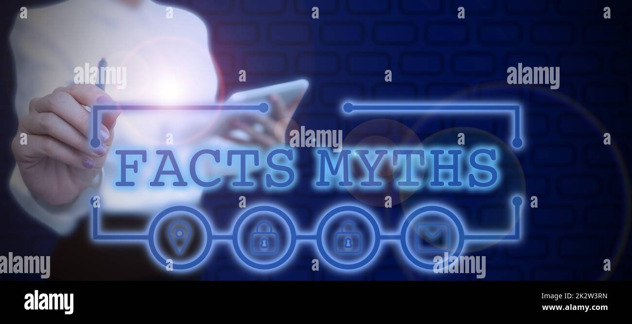 Konzeptionelle Bildunterschrift Fakten Mythen. Geschäftskonzeption basiert auf Phantasie und nicht auf echten Unterschieden -47396 Stockfoto