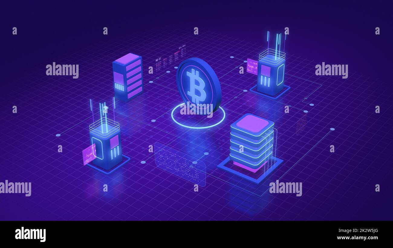 Kryptowährungs-Mining Stockfoto