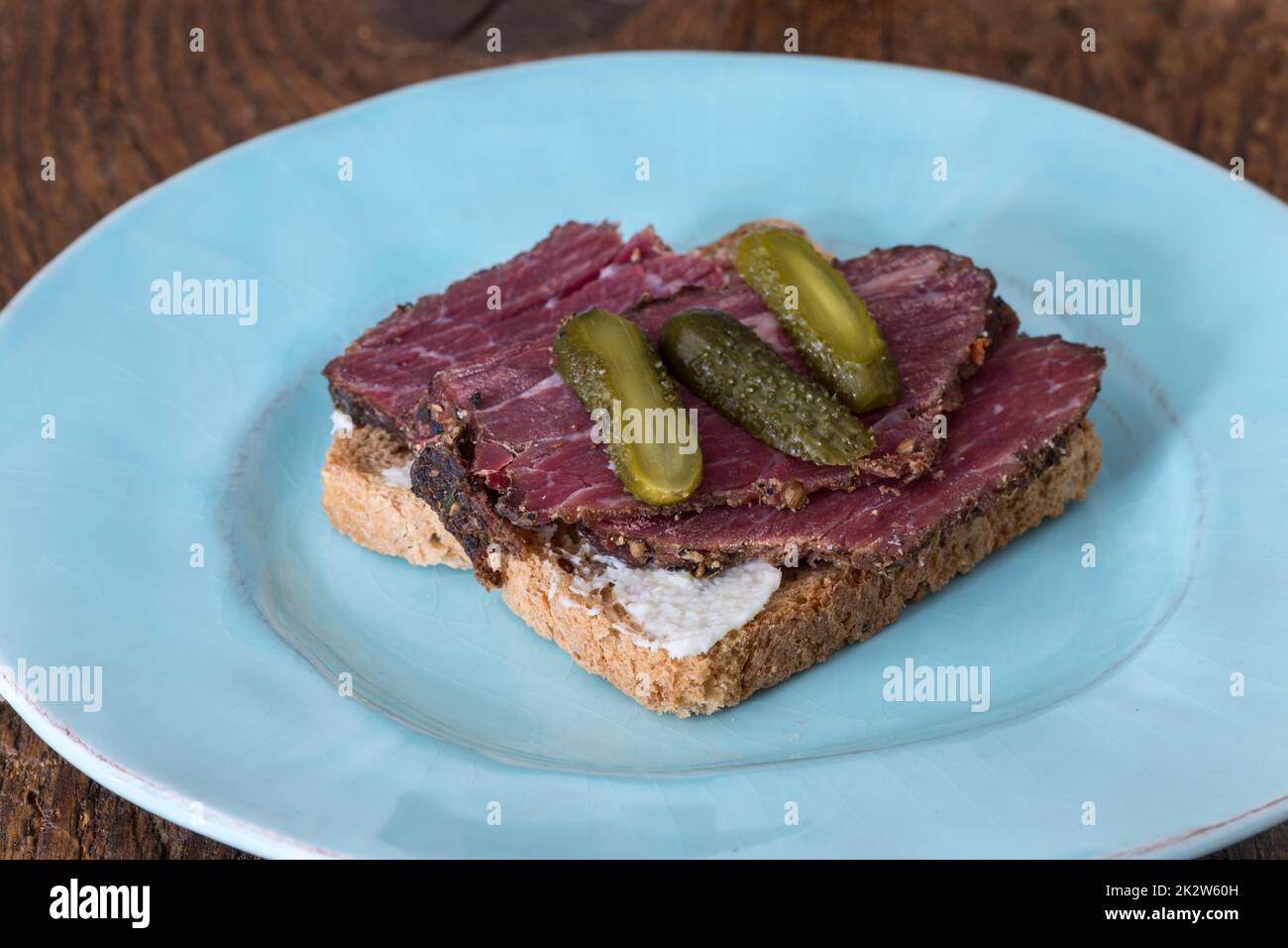 Pastrami-Toast Stockfoto