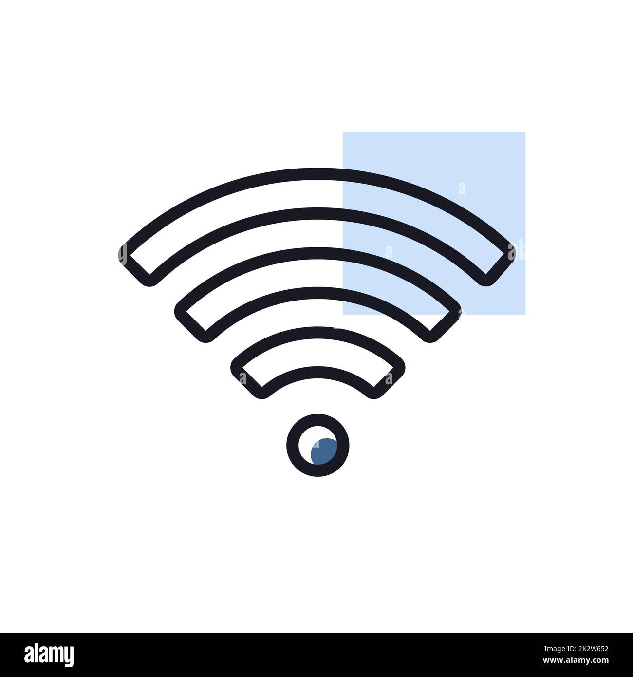 Symbol für isolierte Flachvektoren des drahtlosen Wi-Fi-Netzwerks Stockfoto