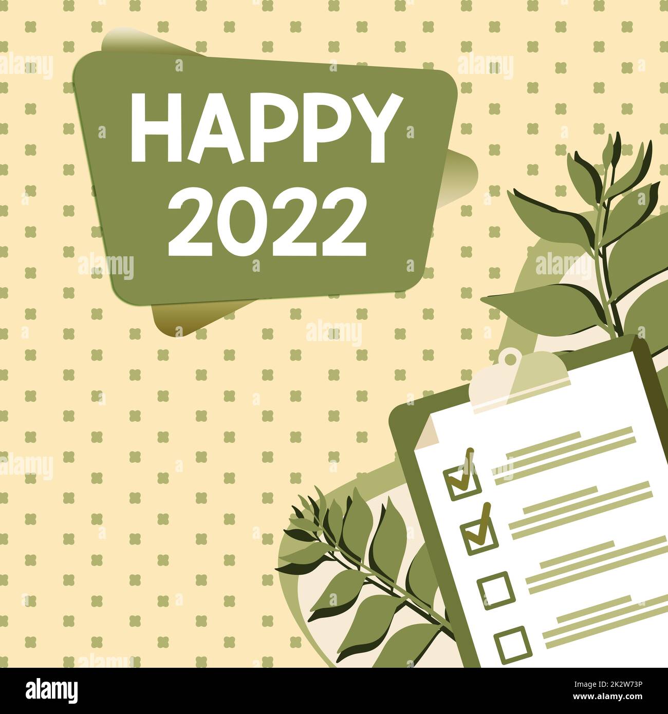 Schreiben Text anzeigen Happy 2022. Internetkonzept Uhrzeit oder Tag, an dem ein neues Kalenderjahr beginnt. Zeichnung in der Zwischenablage mit Checkliste, die als „Fertig“ markiert ist. Stockfoto