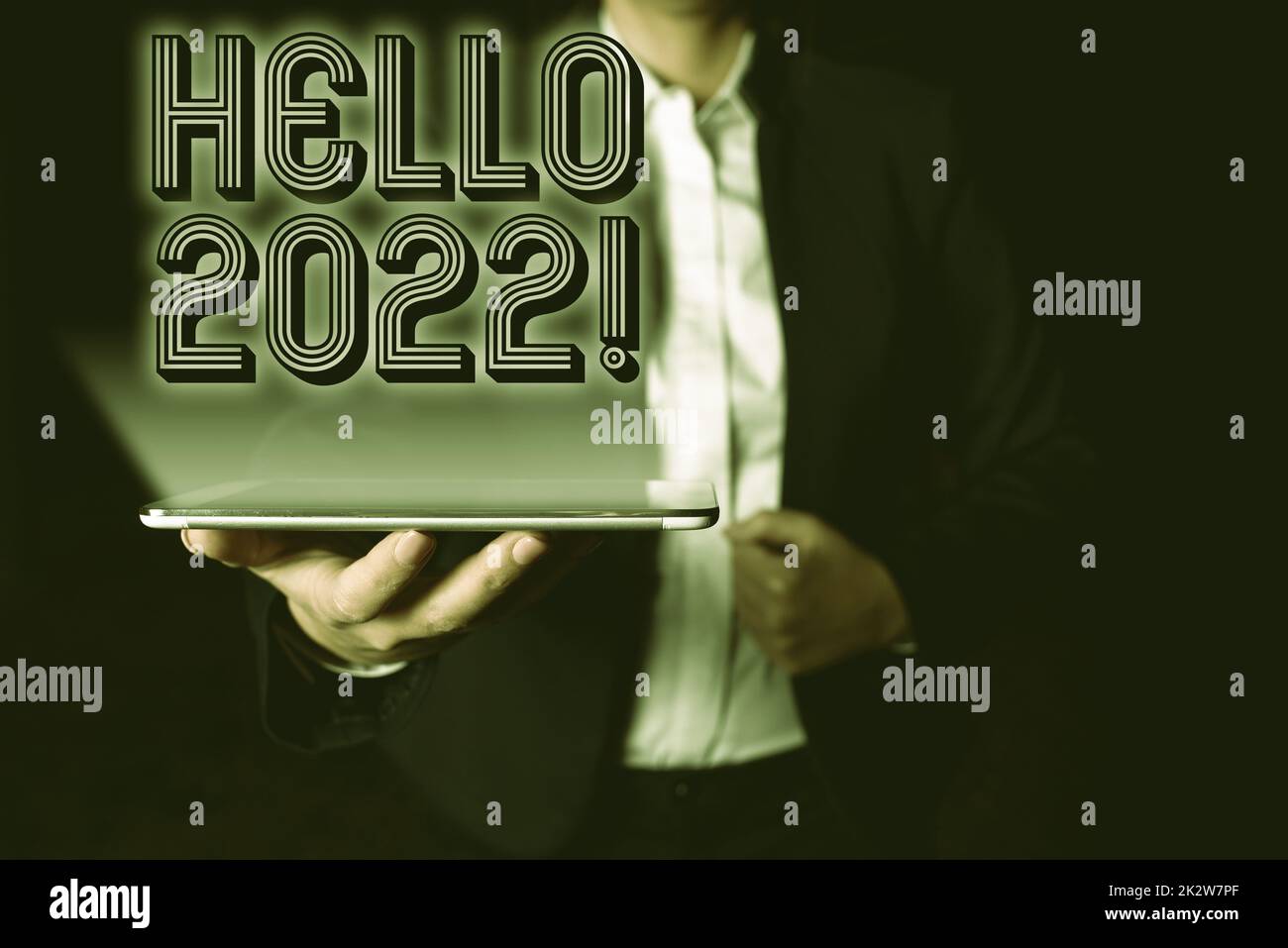 Konzeptionelle Bildunterschrift Hallo 2022. Konzept bedeutet, sich für das kommende neue Jahr -47134 eine große Zukunft zu erhoffen Stockfoto
