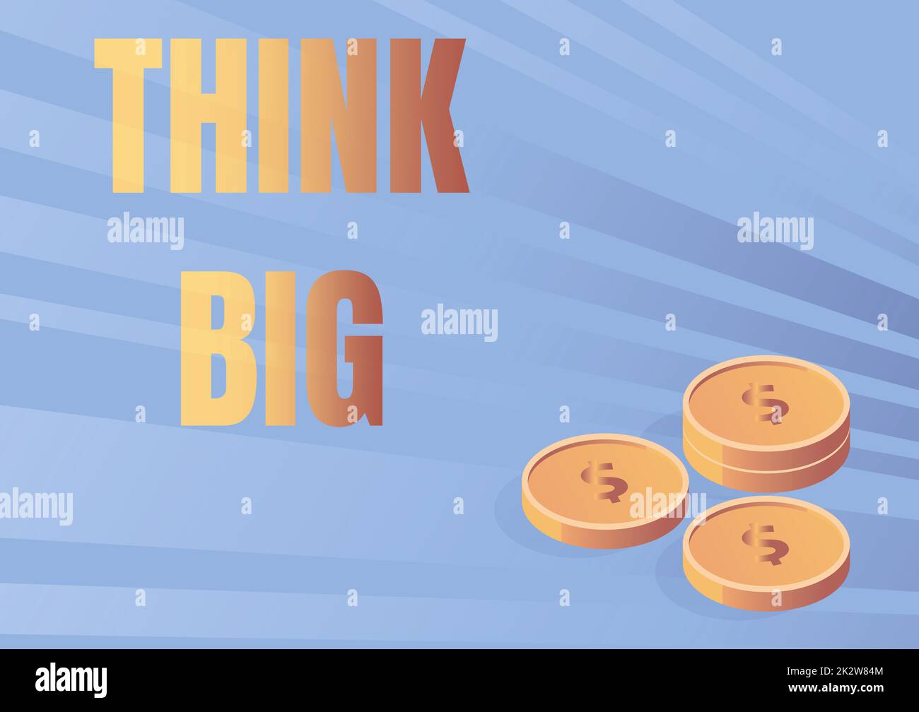 Schreiben mit Text Think Big. Konzeptfoto zur Planung für etwas Wertvolles für sich selbst oder zur Vorbereitung Münzen symbolisieren zukünftige Finanzpläne erfolgreiche Hypothekenberechnung. Stockfoto