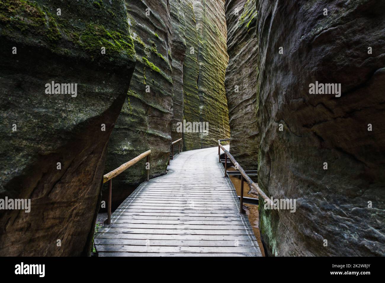 Felstürme und Mauern im Naturschutzgebiet Adrspach-Teplice Rocks, Tschechische Republik Stockfoto