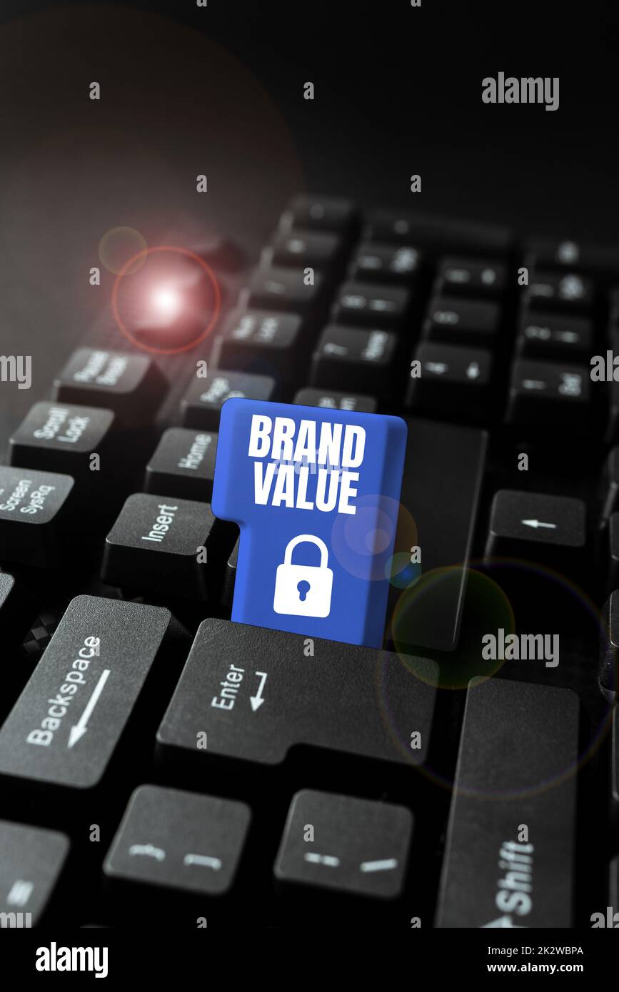 Handschriftentext Markenwert. Wort für Unternehmen generiert aus Produkt mit erkennbar für seine Namen -47862 Stockfoto