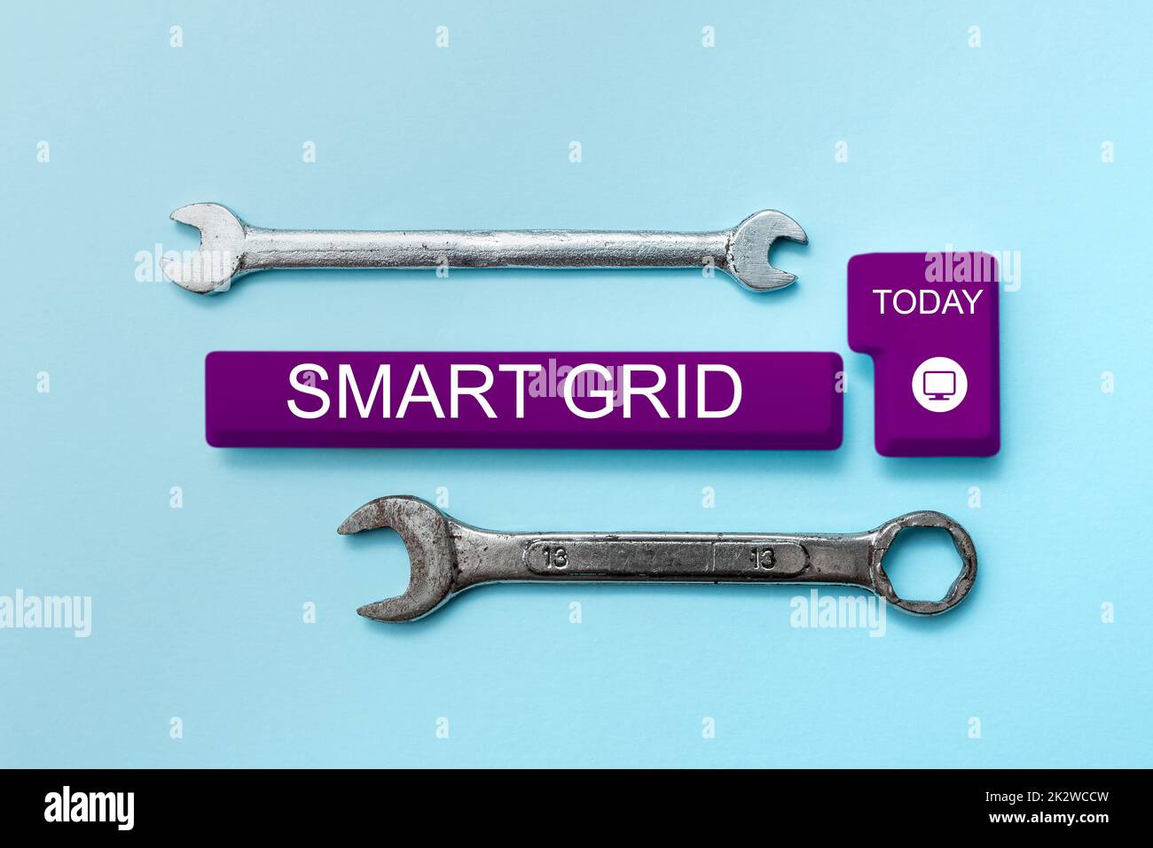 Handschriftenschild Smart Grid. Das Wort zum Thema umfasst Betriebs- und Energiemaßnahmen, darunter Zähler -48903 Stockfoto