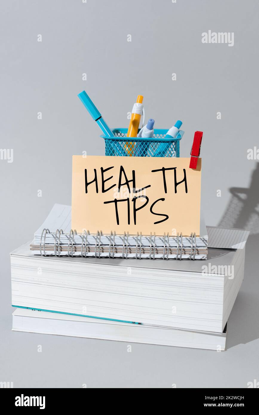 Konzeptionelle Bildunterschrift Gesundheitstipps. Unternehmensüberblick Zustand des vollständigen körperlichen geistigen und sozialen Wohlbefindens -47514 Stockfoto