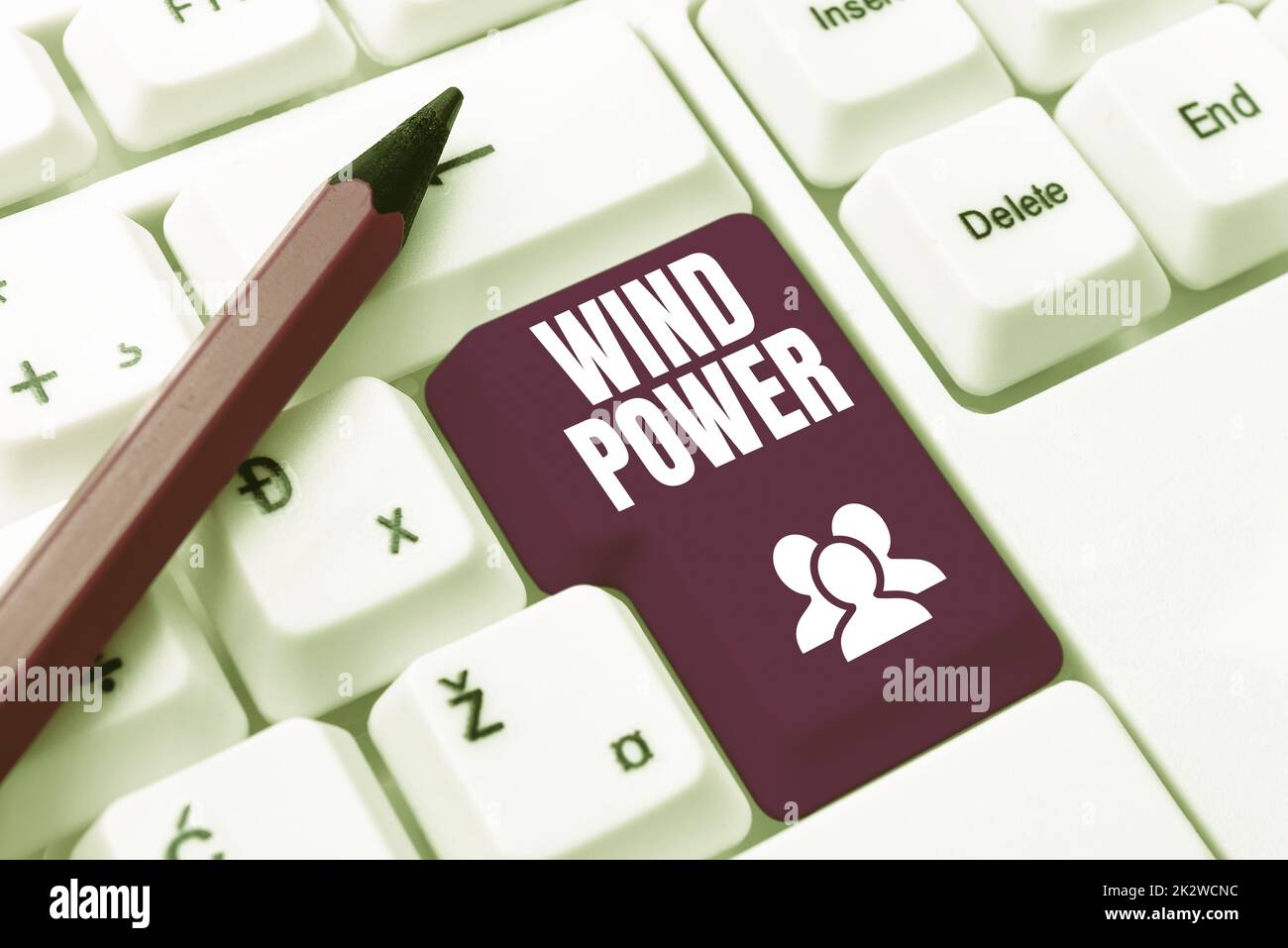 Konzeptionelle Darstellung Windkraft. Geschäftsansatz Verwendung von Luftstrom zur Bereitstellung mechanischer Leistung zum Drehen von Generatoren -48884 Stockfoto