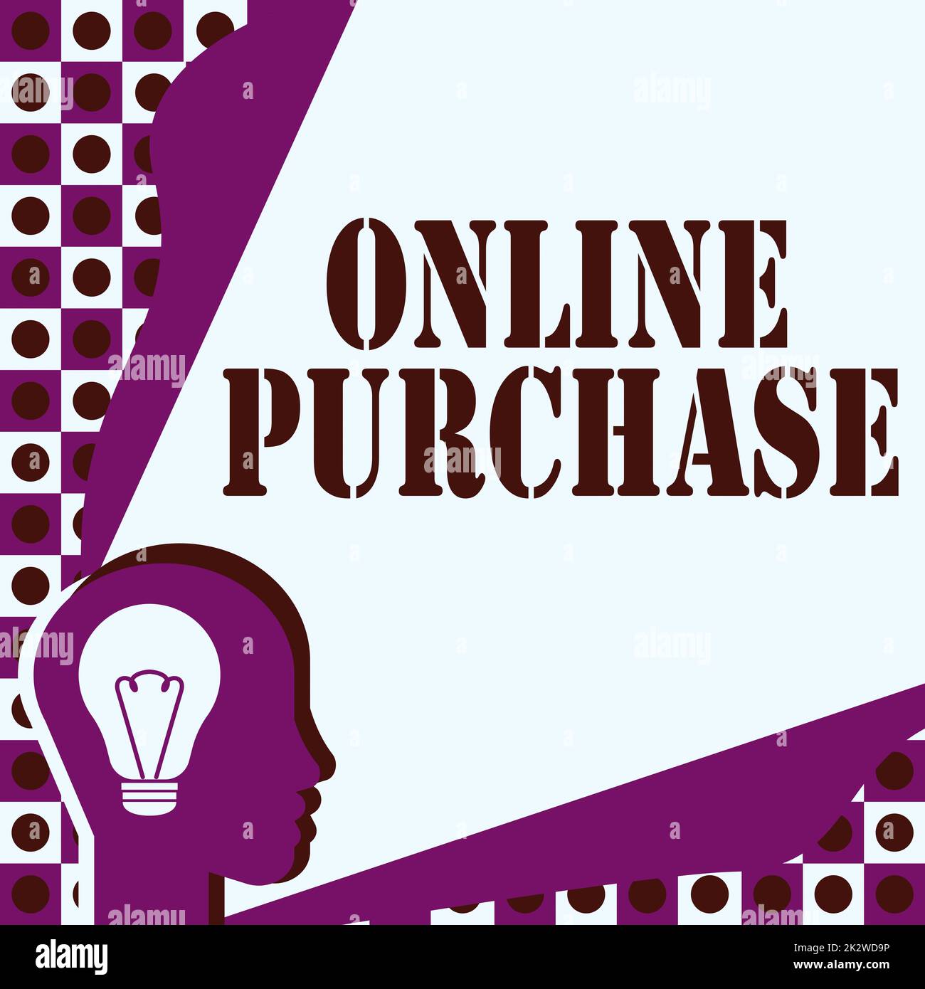 Konzeptionelle Beschriftung Online-Kauf. Internet Concept kauft E-Commerce-Produkte über das Internet Head mit beleuchteter Glühbirne und Showing Technology Ideas. Stockfoto