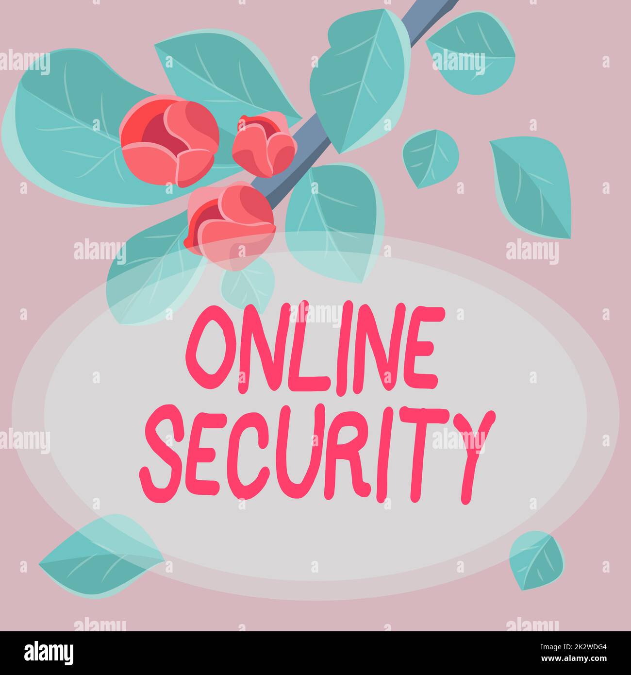 Handschriftliches Schild Online-Sicherheit. Regeln für Geschäftskonzepte zum Schutz vor Angriffen über das Internet Rahmen mit farbenfrohen Blumen und Blattwerk, die harmonisch angeordnet sind. Stockfoto