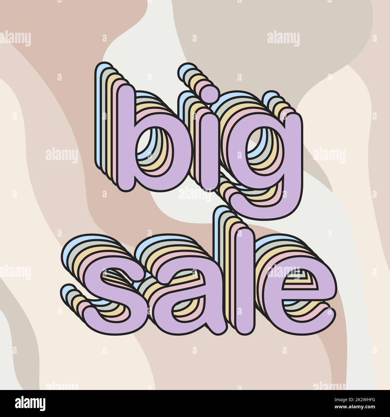 Großes Verkaufsposter im Retro-Stil auf beigem Hintergrund. Groovige Social Media Post-Vorlage im Modestil. Schlichter Luxus, moderne Ästhetik. Modern Stock Vektor