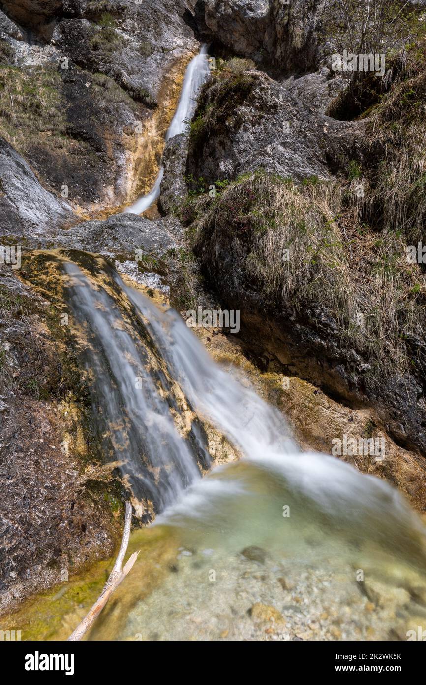 Sulzer Wasserfall in der Almbachklamm bei Berchtesgaden, Bayern, Deutschland Stockfoto