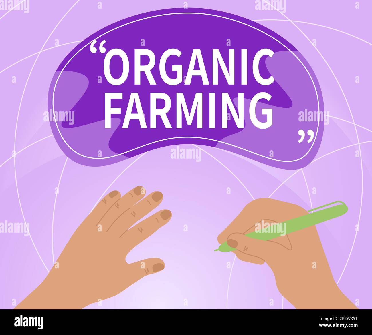 Schild mit der Aufschrift „Bio Farming“. Internet-Konzept ein integriertes Landwirtschaftssystem, das sich um Nachhaltigkeit bemüht, indem Pencil die neuesten innovativen kreativen Zielpläne entwickelt. Stockfoto