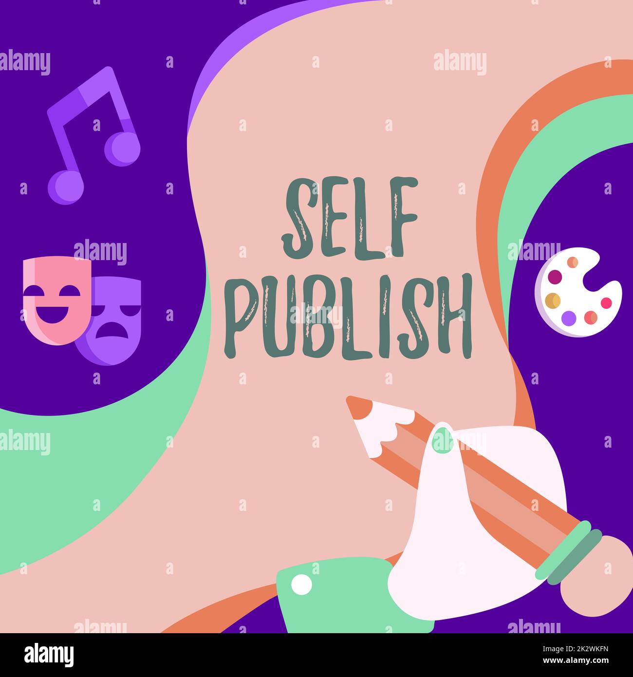 Handschriftlicher Text - Selbstveröffentlichung. Konzept bedeutet veröffentlichte Arbeit unabhängig und auf eigene Kosten Indie Autor Hand verwendet Pencil, um die neuesten innovativen kreativen Zielpläne zu entwickeln. Stockfoto