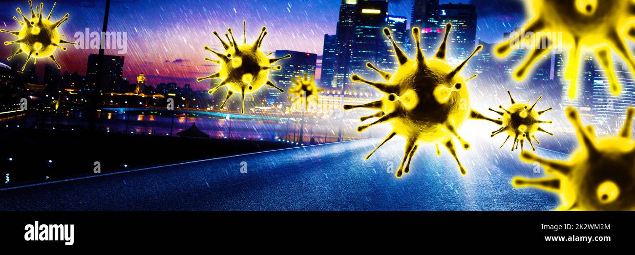 Hintergrund des Corona-Virus, Konzept für das Pandemierisiko. 3D Abbildung Stockfoto