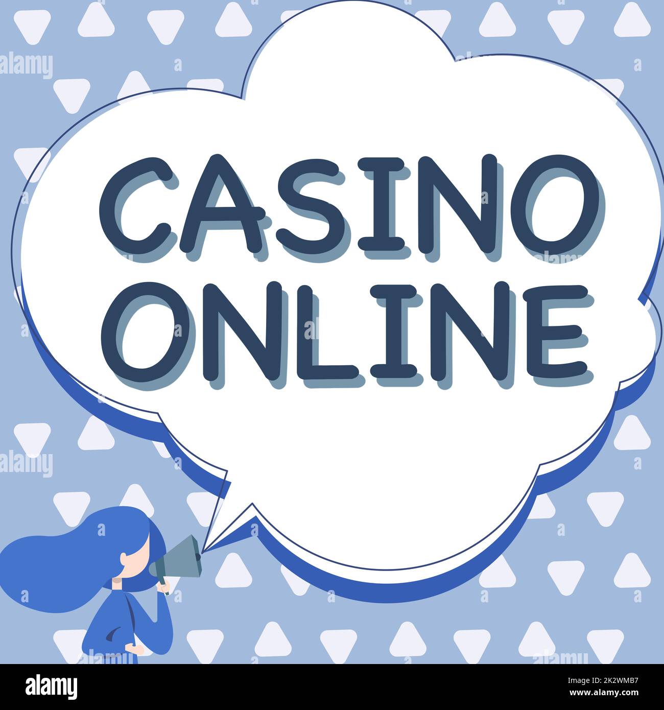 Konzeptionelle Ausstellung Casino Online. Internet Concept Computer Poker Game Gamble Royal Bet Lotto High Stakes Woman, Die Über Megaphone Spricht Und Mit Speech Bubble Ankündigt. Stockfoto