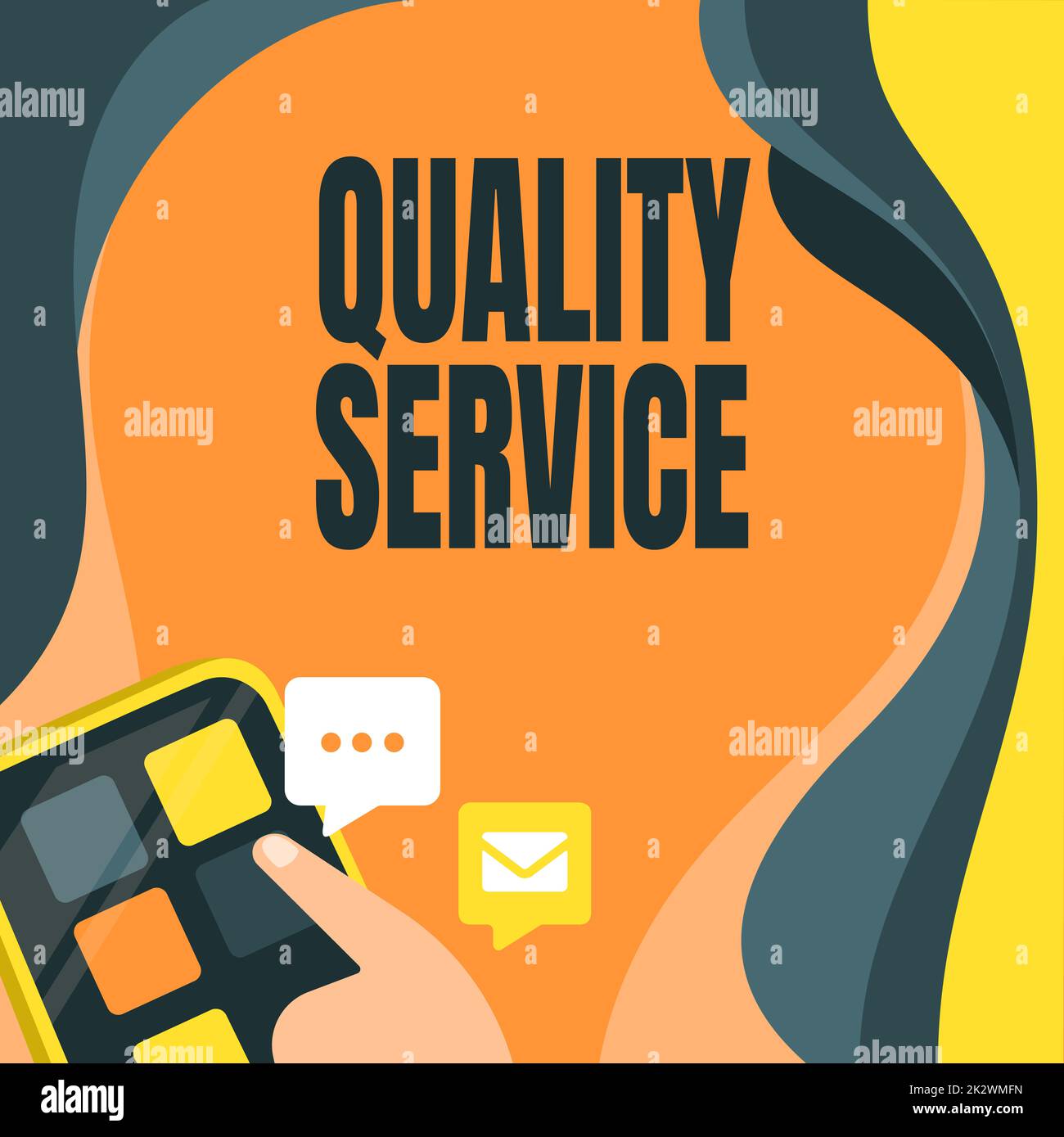 Schreiben mit Anzeige von Text Quality Service. Geschäftskonzept, wie gut der bereitgestellte Service den Kundenerwartungen entspricht. Fingerdruck auf die Anwendungstaste, um eine globale Netzwerkverbindung darzustellen. Stockfoto