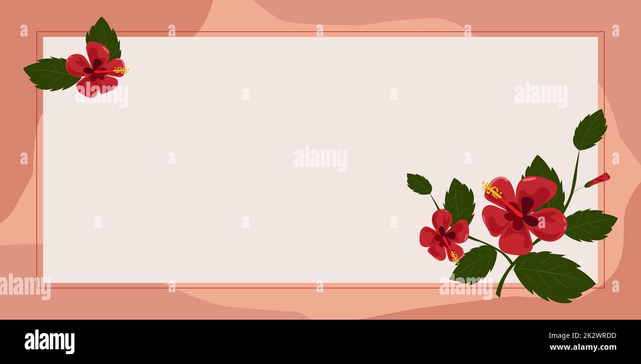 Blanko Frame Mit Farbenfrohen Blumen Und Laub, Harmonisch Angeordnet. Leerer Posterrand Umgeben Von Mehrfarbigem Bouquet, Angenehm Organisiert. Stockfoto