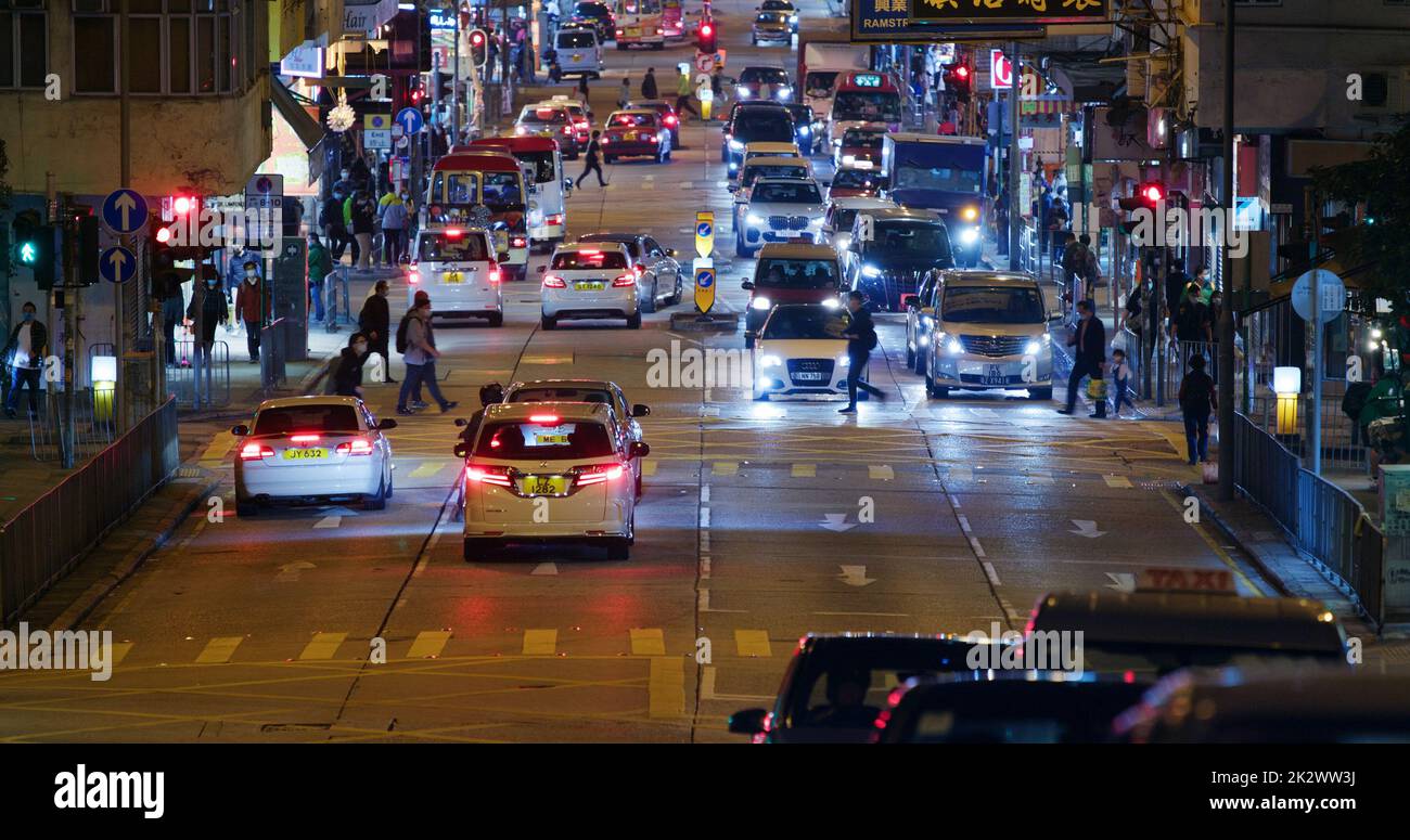 Kowloon City, Hong Kong 22. Januar 2021: Hong Kong City at Night Stockfoto