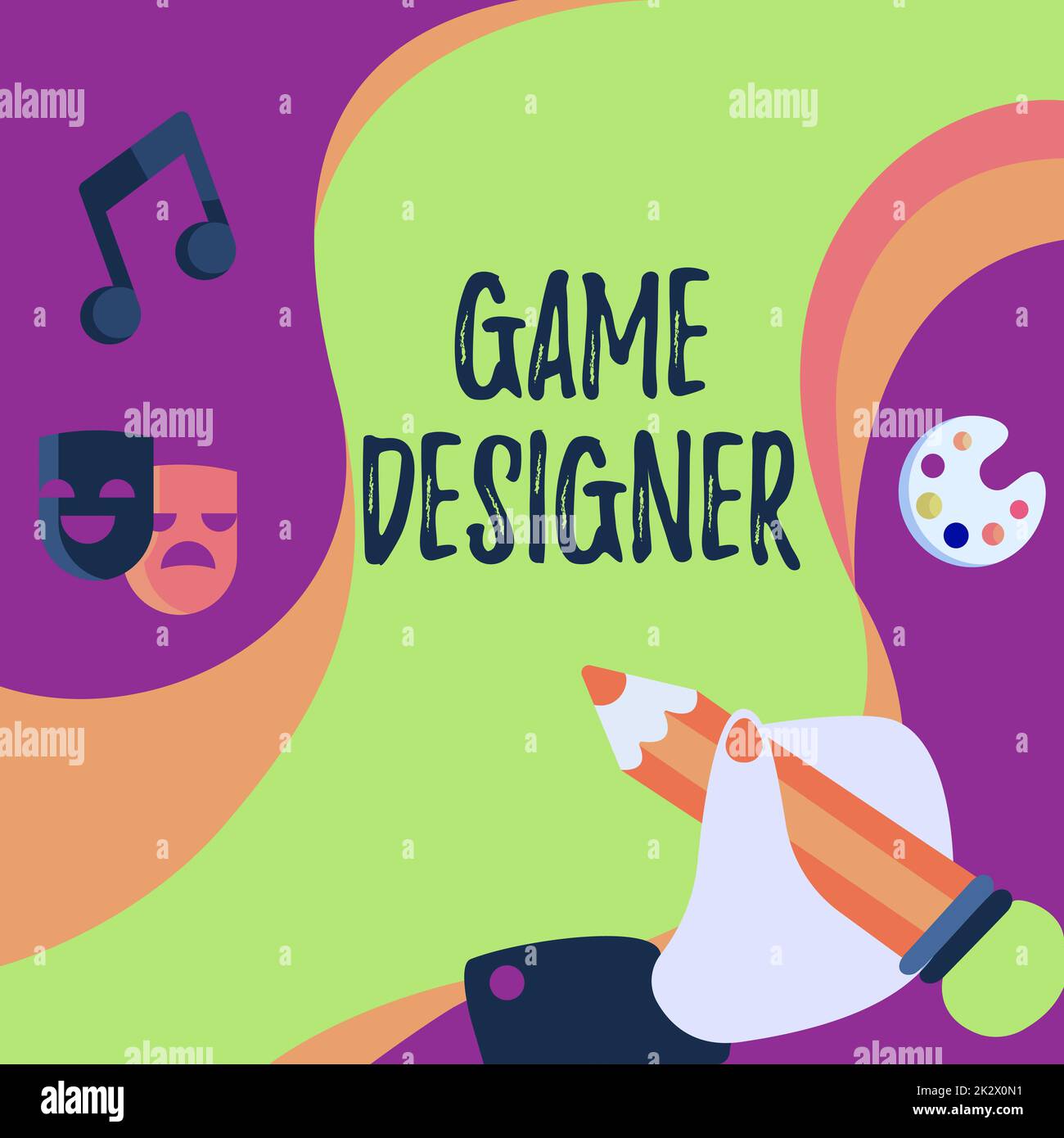 Schild, das den Game Designer anzeigt. Business Approach Kampagne Pixel Scripting Programmierer Konsolen 3D-Grafik Hand mit Bleistift Strategieren der neuesten innovativen kreativen Zielpläne. Stockfoto
