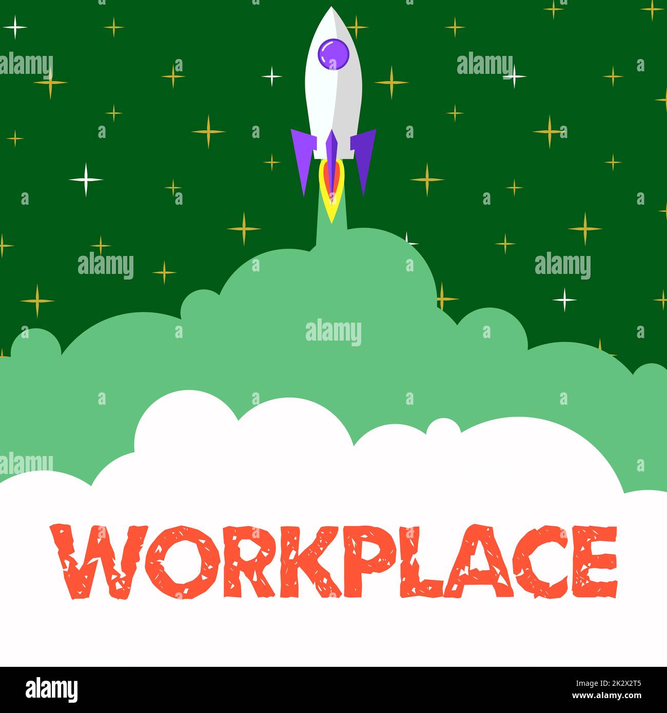 Inspiration für die Präsentation von Sign Workplace. Internet-Konzeptbereich, in dem Sie Ihre Arbeitsaufträge zeigen können. Raketenschiff startet "Fast Straight Up to the Outer Space". Stockfoto