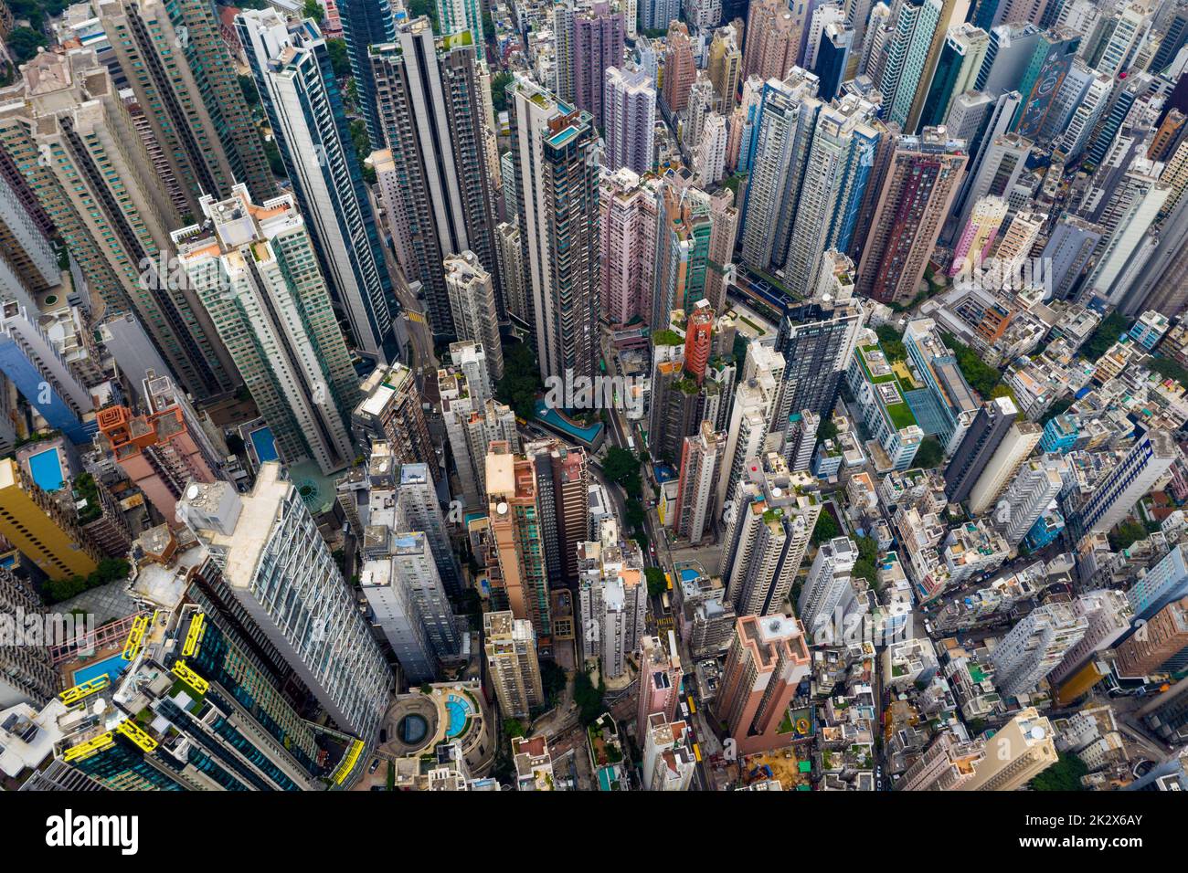 Central, Hongkong 24. September 2019: Blick von oben auf die Stadt Hongkong Stockfoto