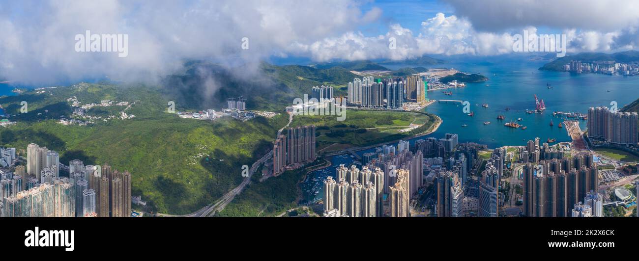 Blick von oben auf die Hong Kong City Stockfoto