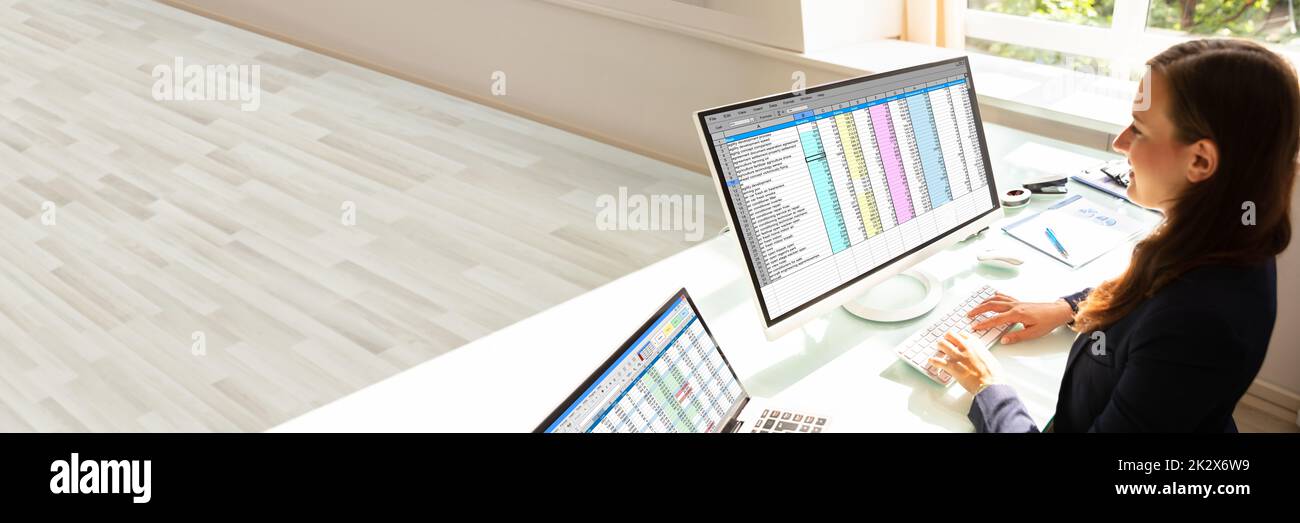 Geschäftsfrau, Arbeiten am Computer Stockfoto