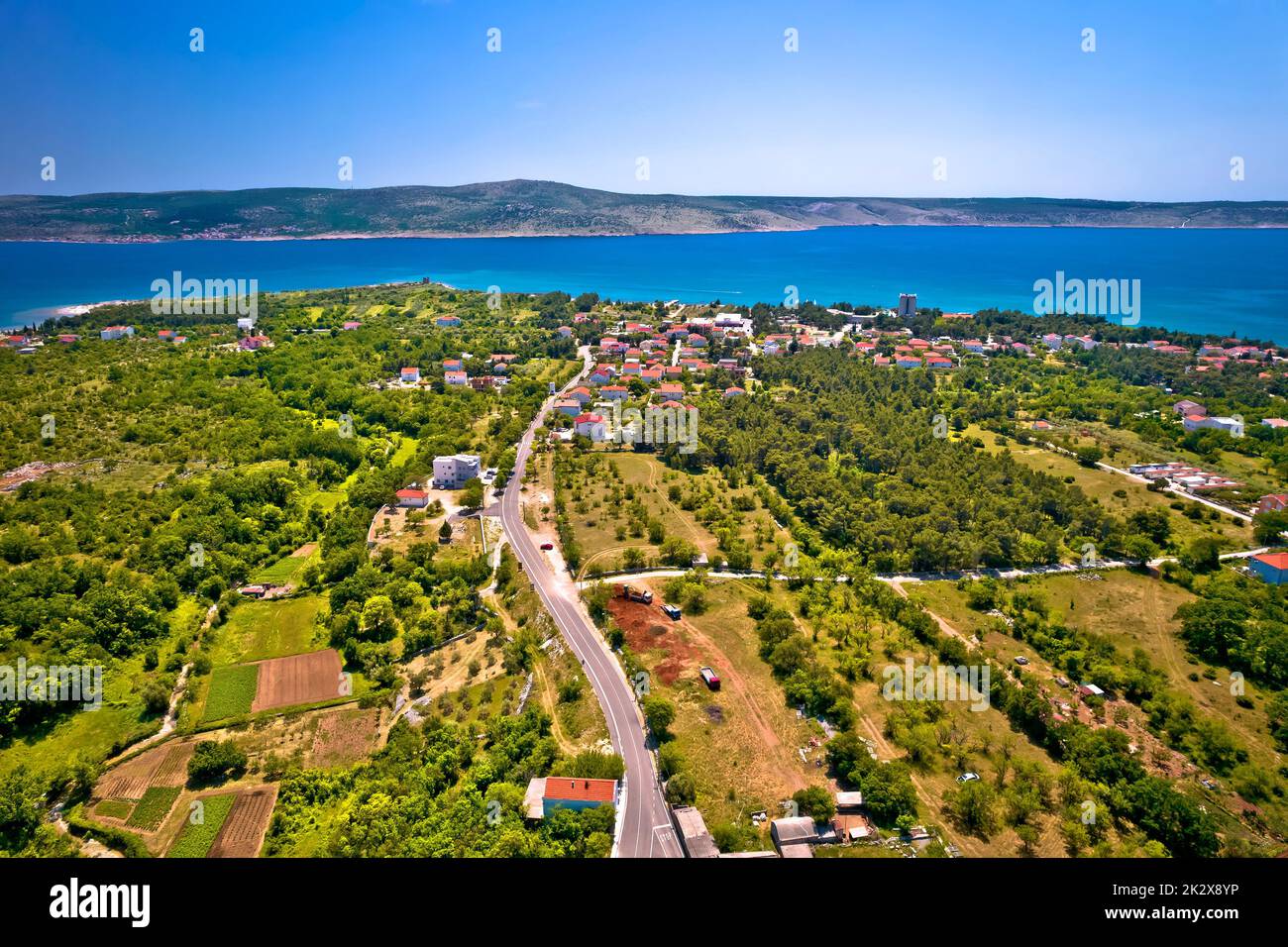 Starigrad Paklenica malerische Küstenlandschaft aus der Vogelperspektive Stockfoto