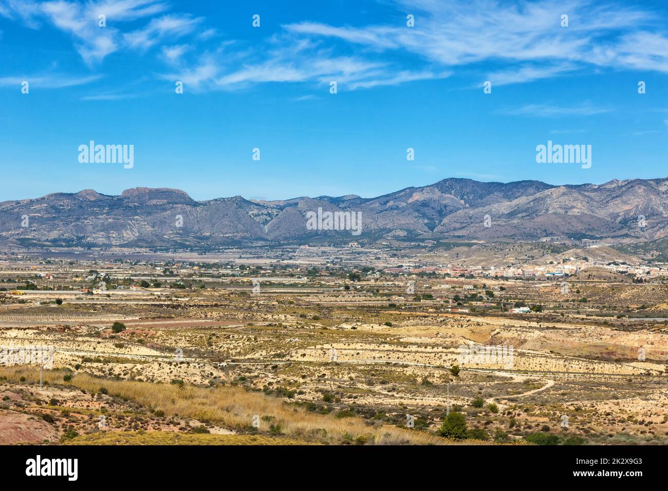 Landschaft der Sierra del Cid in der Nähe des Alicante Alacant in Spanien Stockfoto