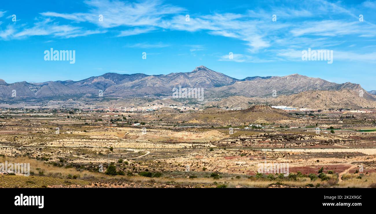 Sierra del Cid Landschaft in der Nähe des Alicante Alacant Gebirges Panorama in Spanien Stockfoto