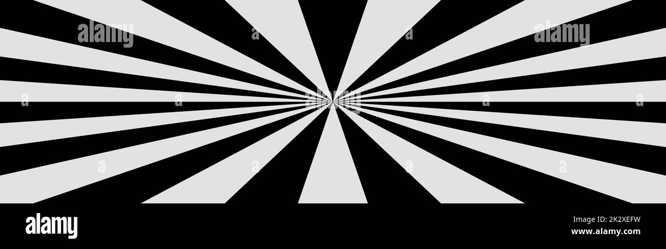 Radiale schwarze und weiße Strahlen, Hintergrund für Panoramamuster - Vektor Stockfoto