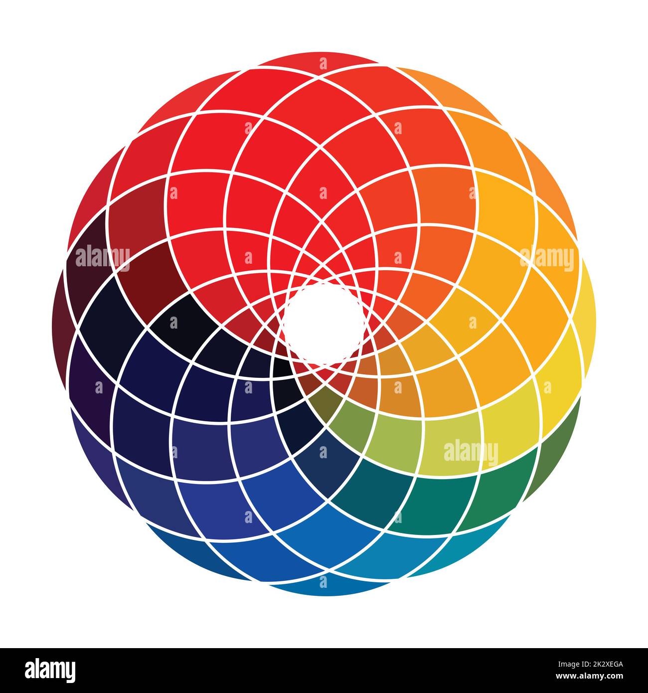 Kreisförmige Palette aller Farben des Regenbogens auf weißem Hintergrund - Vektor Stockfoto