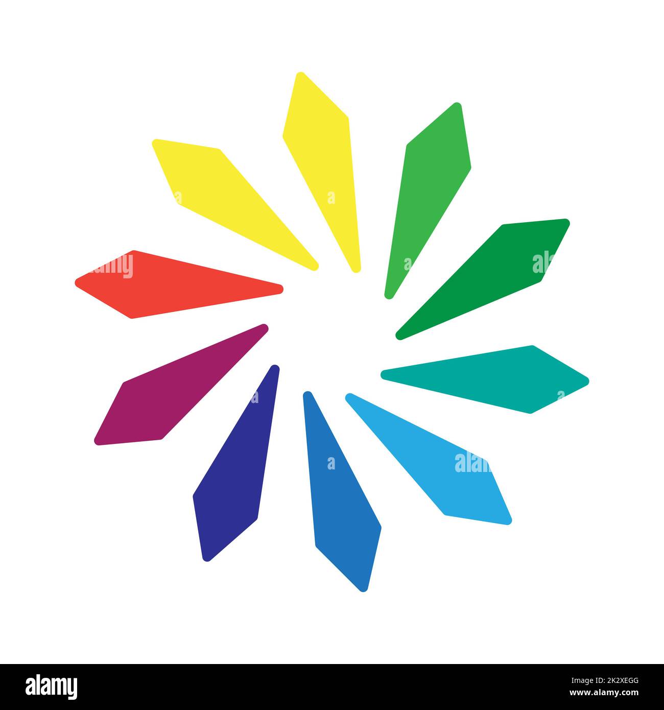 Kreisförmige Palette aller Farben des Regenbogens auf weißem Hintergrund - Vektor Stockfoto