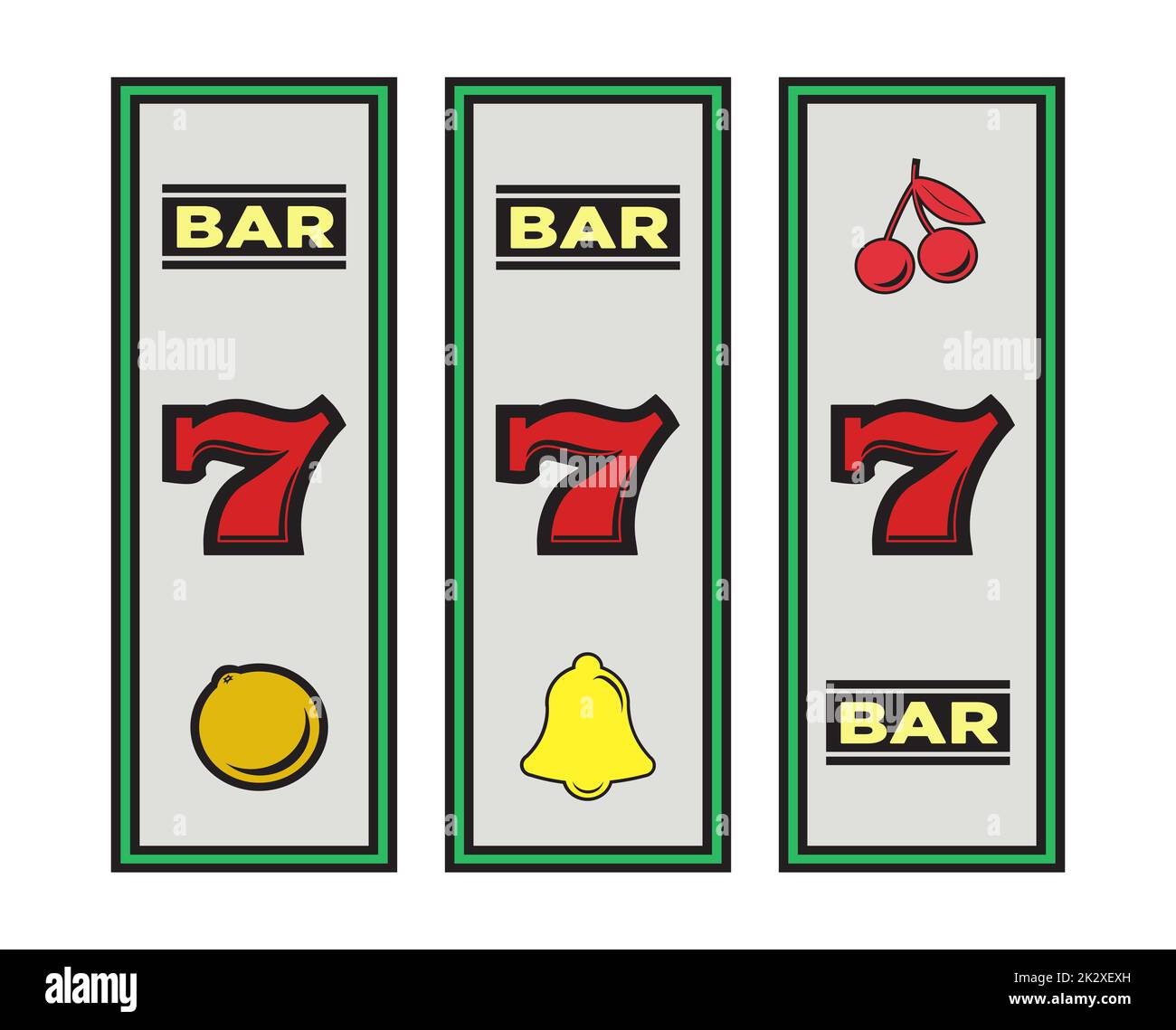 Spielautomaten-Casino-Elemente auf weißem Hintergrund - Vector Stockfoto