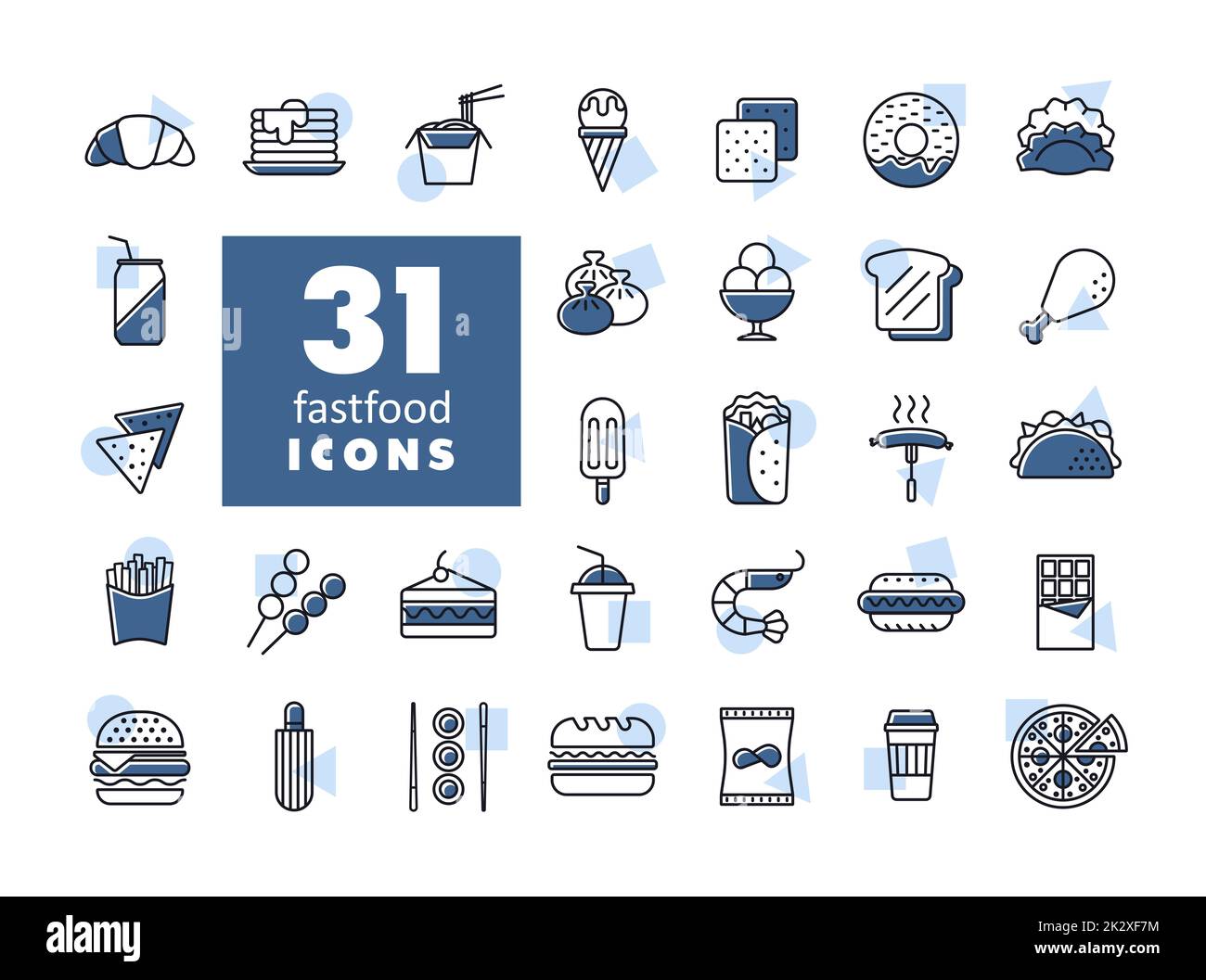 Fastfood, Food Court, flaches Vektorsymbol Stockfoto