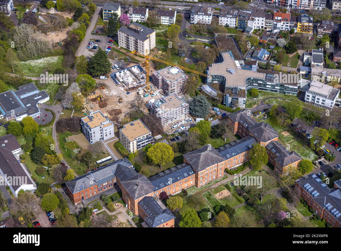 Luftaufnahme, Baustelle mit Neubau Wohnviertel Castell-Park, Kaiser-Karl-Klinik, Nordstadt, Bonn, Rheinland, Nordrhein-Westfalen Stockfoto