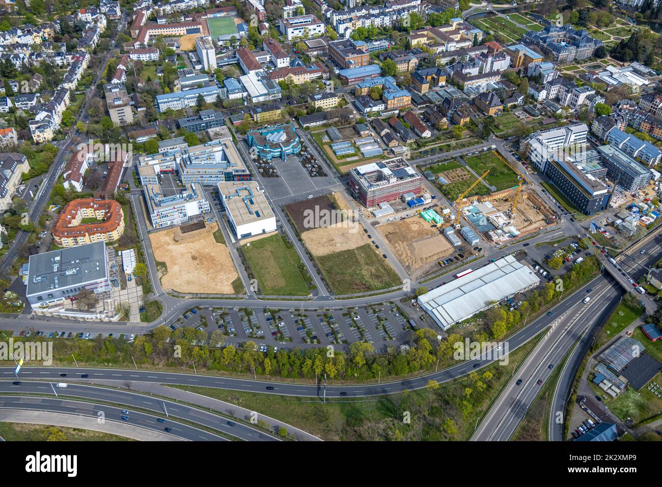 Luftaufnahme, Rheinische Friedrich-Wilhelms-Universität Bonn, Baustelle Campusallee, Endenich, Bonn, Rheinland, Nordrhein-Westfalen, Deutschland, Stockfoto