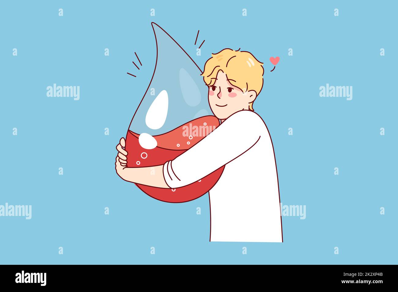 Der Mann hält Tropfen mit Blut fest Stockfoto