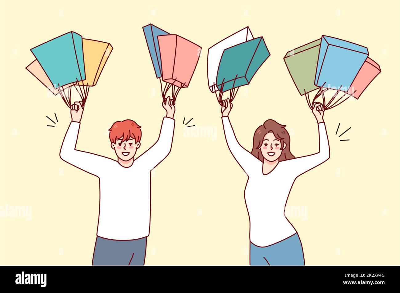 Glückliche Leute mit Einkaufstaschen Stockfoto