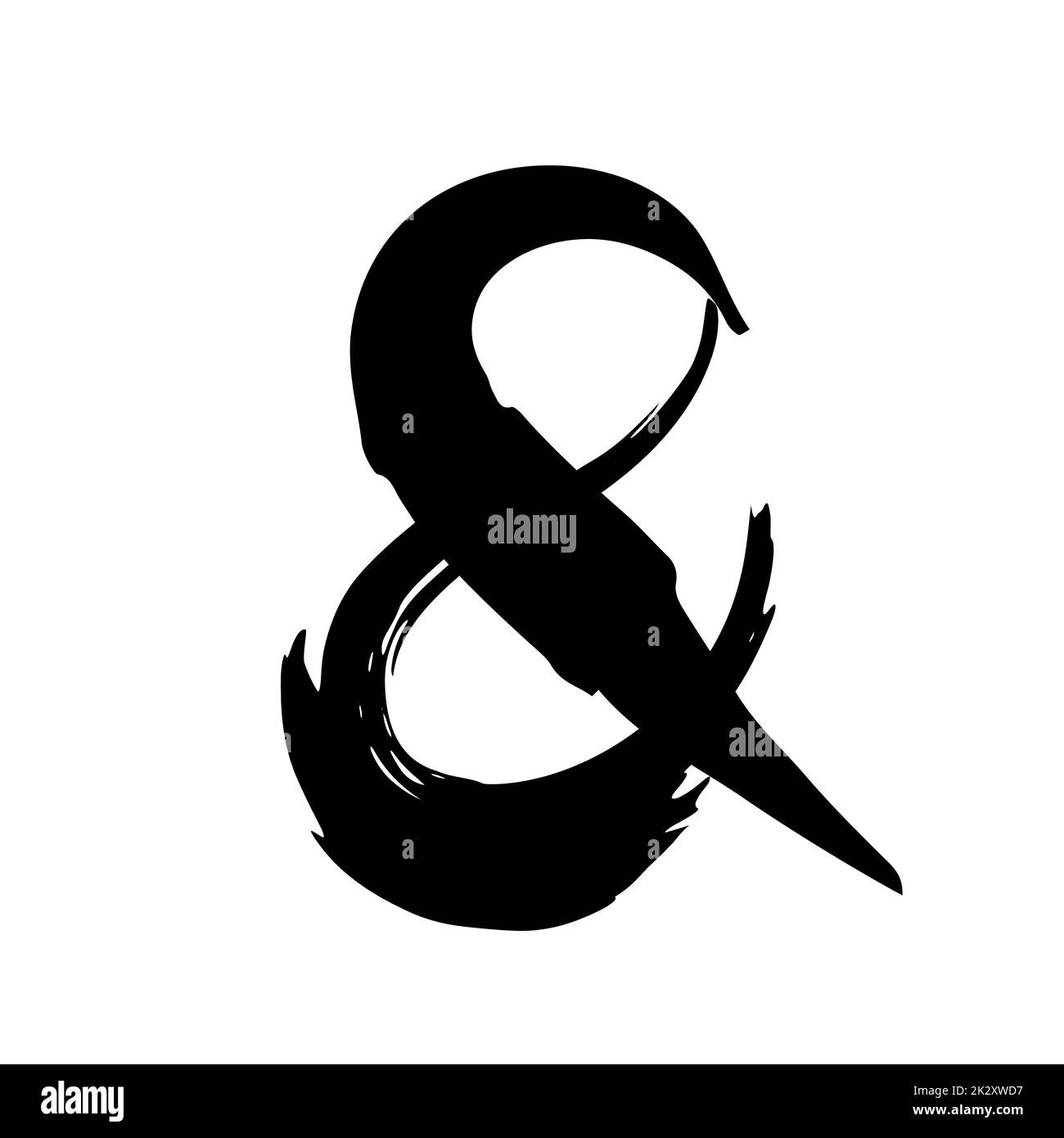 Handbemaltetes und-Ampersand-Symbol auf weiß isoliert Stockfoto
