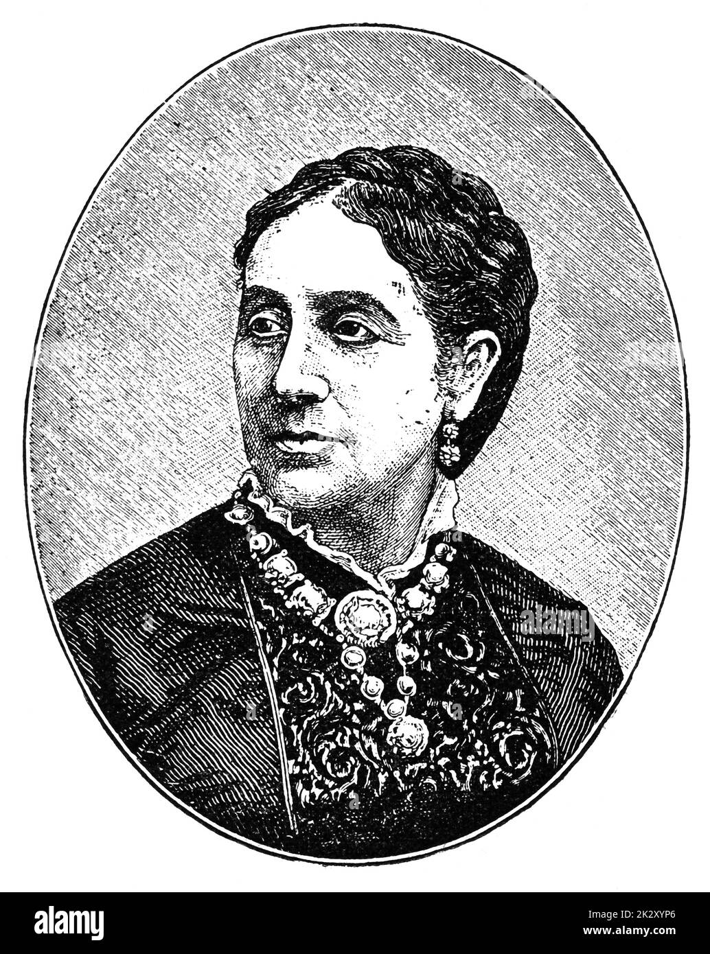 Porträt von Adelaide Ristori - eine bedeutende italienische Tragödienne, die oft als Marquise bezeichnet wurde. Illustration des 19. Jahrhunderts. Weißer Hintergrund. Stockfoto