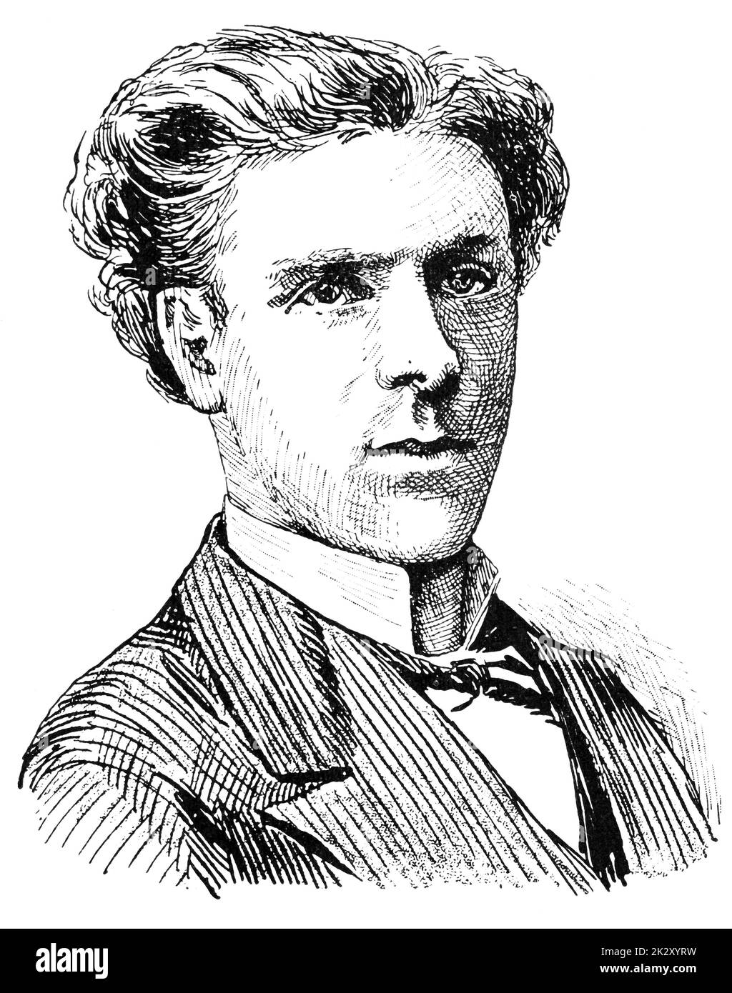 Porträt von Benoit-Constant Coquelin (junge Jahre), bekannt als Coquelin aine ('Coquelin der Ältere') - ein französischer Schauspieler. Illustration des 19. Jahrhunderts. Weißer Hintergrund. Stockfoto