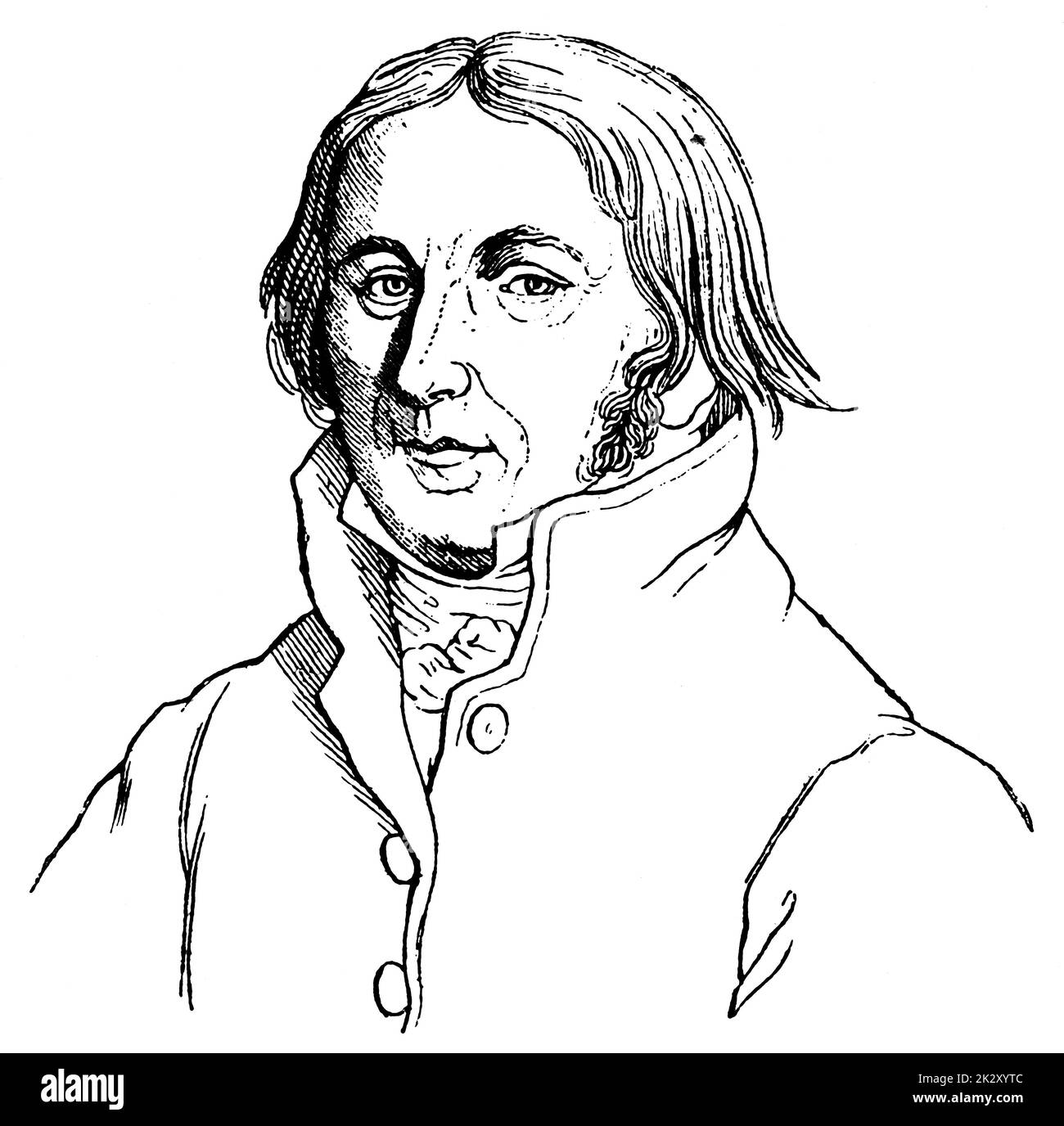 Porträt von Ernst Moritz Arndt - einem deutsch-nationalistischen Historiker, Schriftsteller und Dichter. Illustration des 19. Jahrhunderts. Weißer Hintergrund. Stockfoto