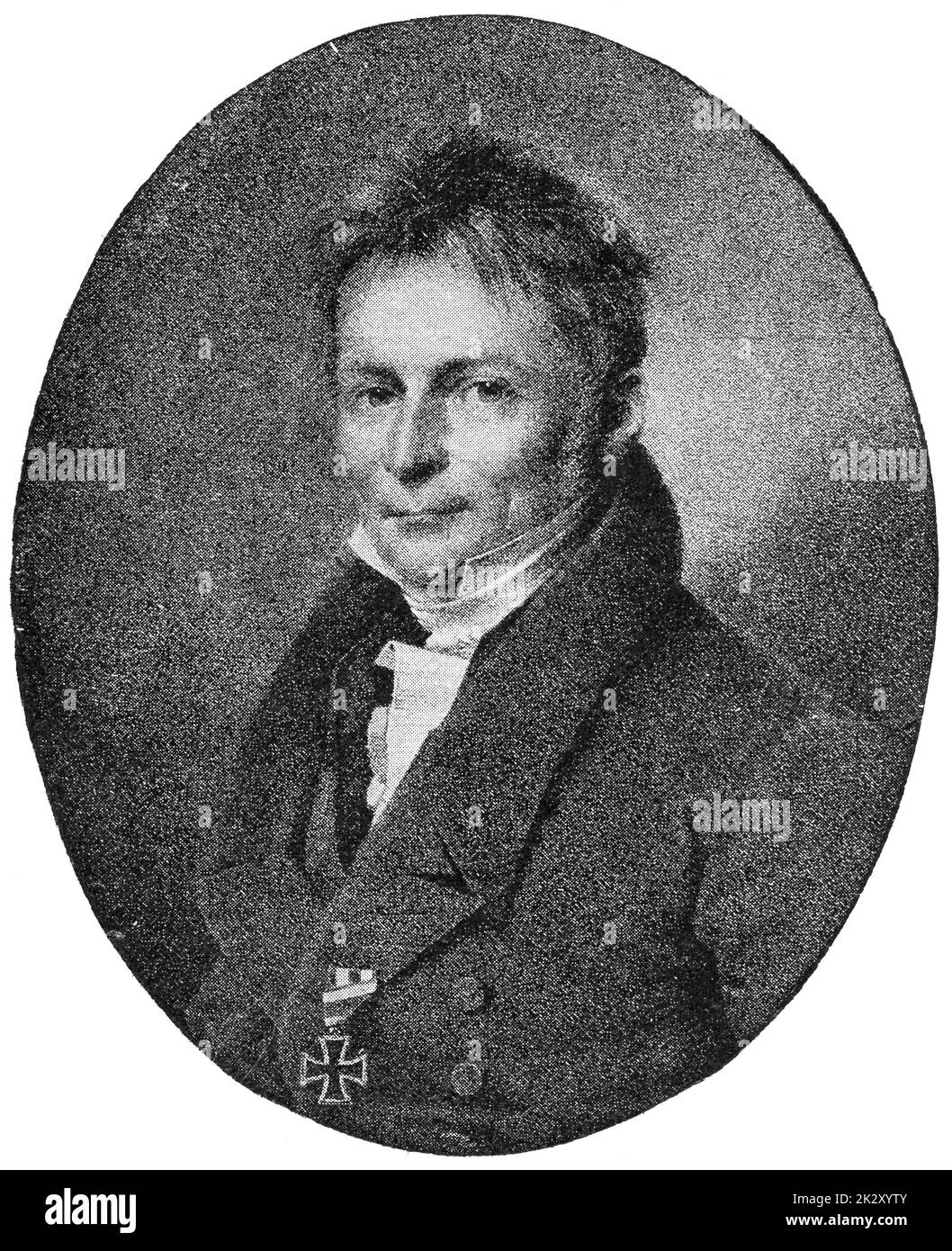 Porträt von Henrik Steffens - einem deutschen Philosophen, Wissenschaftler und Dichter. Illustration des 19. Jahrhunderts. Weißer Hintergrund. Stockfoto