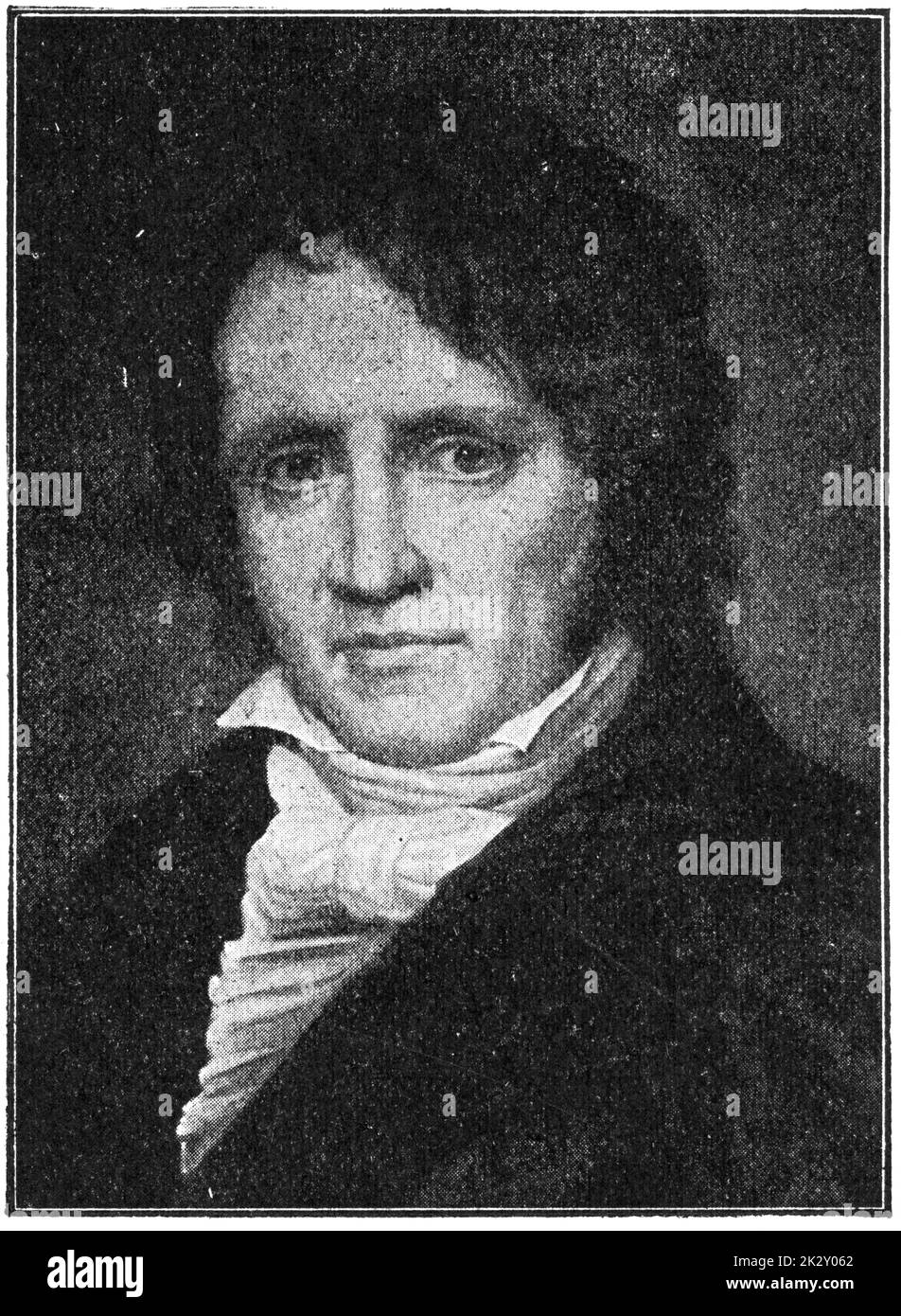 Porträt von Friedrich Wilhelm Bessel - einem deutschen Astronomen, Mathematiker, Physiker und Geodästen. Illustration des 19. Jahrhunderts. Deutschland. Weißer Hintergrund. Stockfoto