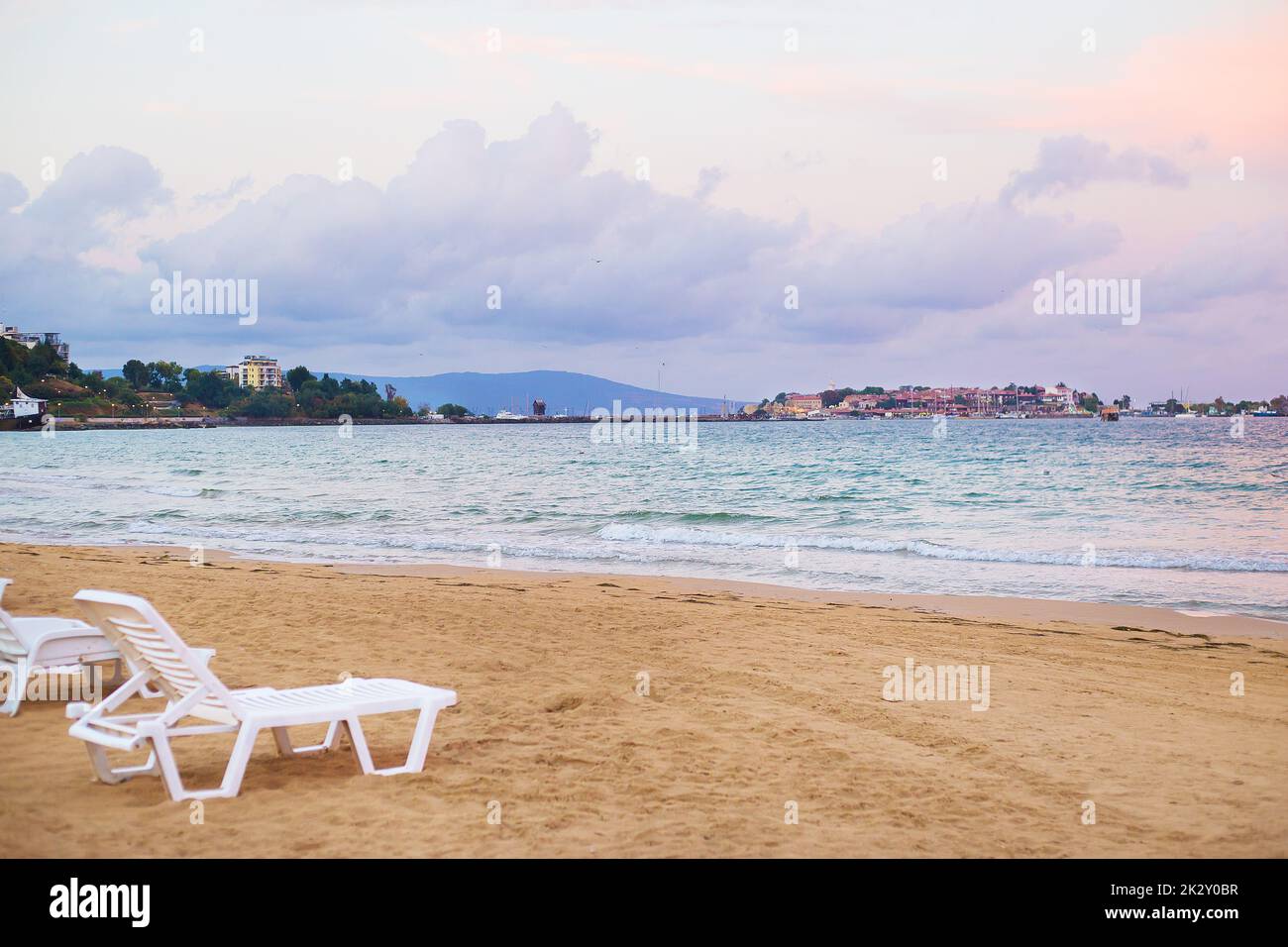 Wunderschönes Meer und Sandstrände von Bulgarien Nessebar Stockfoto
