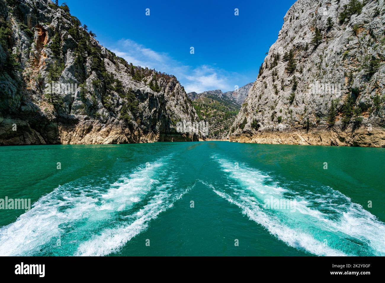 Green Canyon, Manavgat. Wasserkraftwerk. Wasser und Berge. Größtes Canyon Reservoir in der Türkei Stockfoto